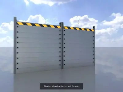 Aluminum flood protection wall 2m all versions 3D Model Pack