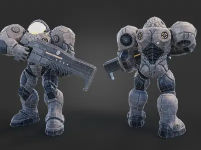 Sci-fi soldier rigged by CAT Object in 3ds max Low-poly 3D model