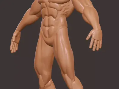 Stylized muscular man Low-poly 3D model