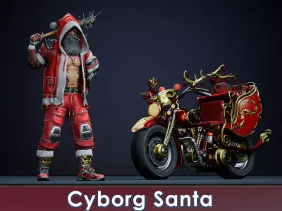 Cyborg Santa Claus Low-poly 3D model