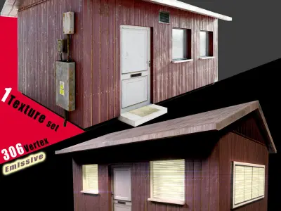 Wooden House - Game-Ready - AR VR - PBR Low-poly 3D model