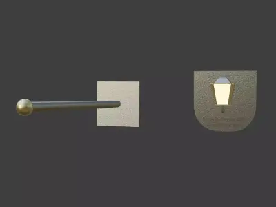Simple Flag Pole and Wall Lamp Combo Pack Low-poly 3D model