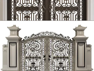 Wrought Iron Gate 3D model set 06 3D model