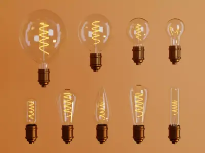 Vintage light bulb lamp set 3D model