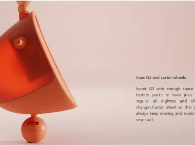 Robot orange at desk 3D model