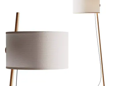 MILAN Linood E27 Wood Floor Lamp 3D model