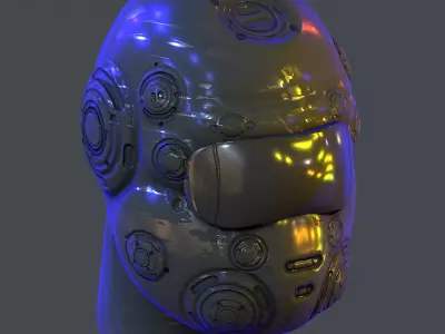 Gas mask helmet scifi Low-poly character art game space Low-poly Low-poly 3D model get