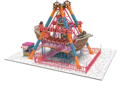 Pirate Ship Ride Low-poly 3D model