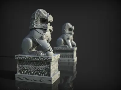 China lions statue 3D print model