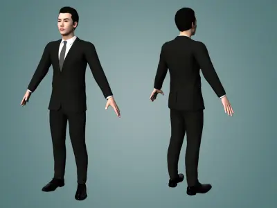 Realistic binding male staff Low-poly 3D model
