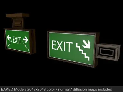 Building Emergency Exit Signs Low-poly 3D model
