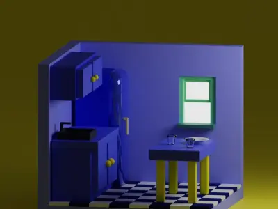 Nicely furnished room 3D model
