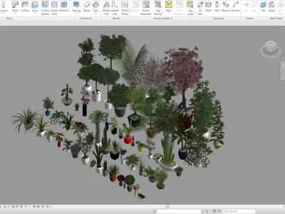3D Plants Family Revit model 3D model