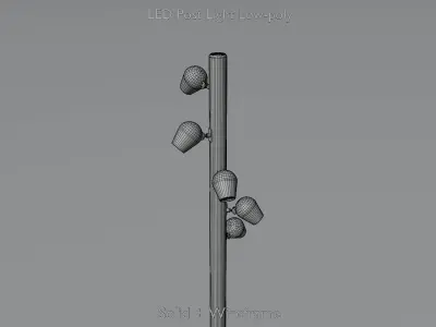 LED light column with 5 lights made of galvanised metal Low-poly 3D model