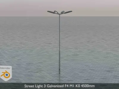 Street Light 3 Galvanized F4 M1 K0 4500mm Low-poly 3D model
