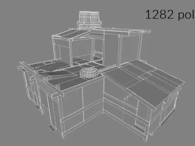 Lowpoly shanty house Low-poly 3D model