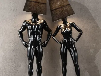 Hommer human lampshade Floor lamp Collection Pose08 3D model