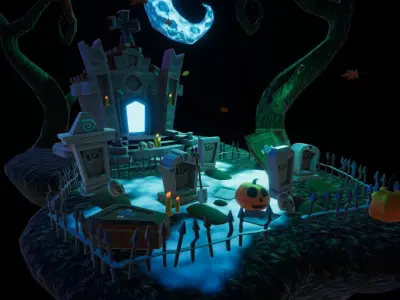 Halloween spooky Low poly Game ready assets Unity Low-poly 3D model