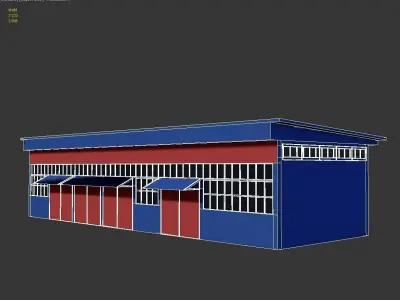 Rapair shops low poly Low-poly 3D model