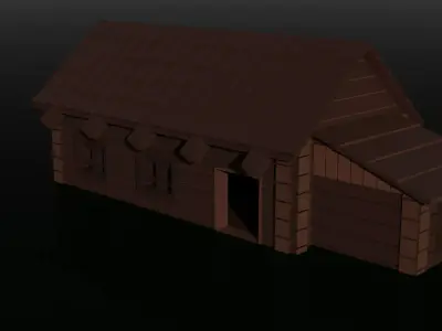 low polly wooden hous Low-poly 3D model