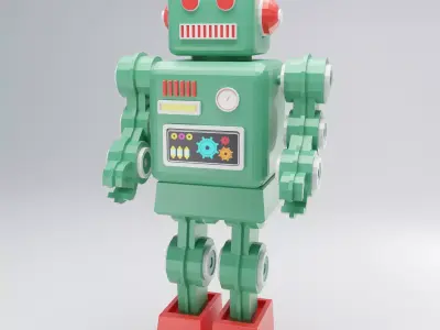 Vintage tin robot RTR-1019 model Low-poly 3D model