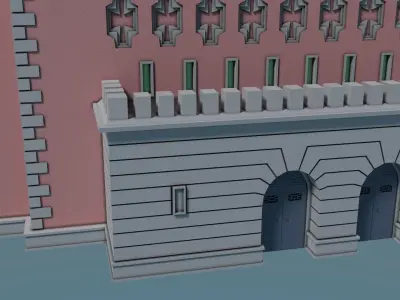 Reichsbahn Berlin Castle Plaster Red Low-poly 3D model