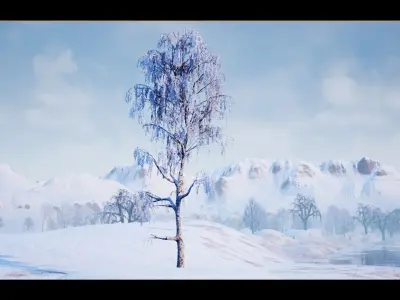 Winter Trees with Snow 3D model