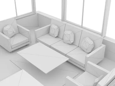 House Flat Floor Plan Non texture Version Low-poly 3D model