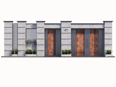 Fence outdoor wall facade Low-poly 3D model