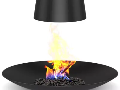 Round Floor Fireplace 3D model
