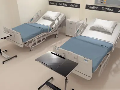  Medical Twin Bed Ward Beige 