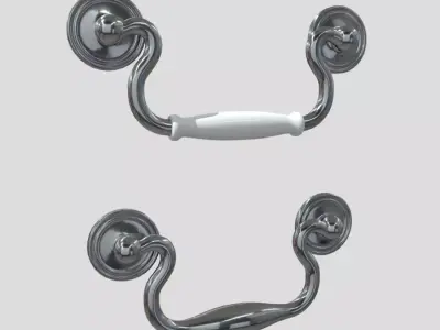 Handle Set 3 pair of chrome handles Low-poly 3D model