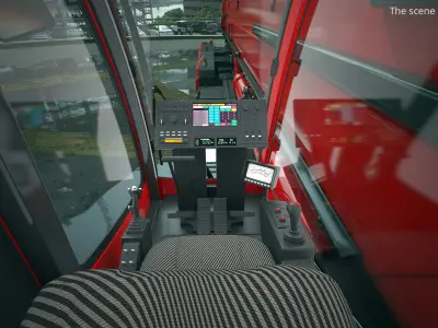  Mobile Crane Vehicle Folded Red Black 