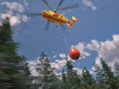  Rescue Firefighting Helicopter with Bucket Yellow 