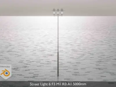 Street Light 6 F3 M1 K0 A1 5000mm  Low-poly 3D model