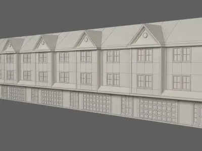 Apartment townhouses with garages 3D model