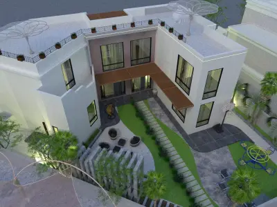 Modern Residential Villa Exterior Design  3D model