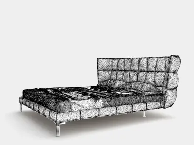 Modern bed with upholstered headboard 3D model