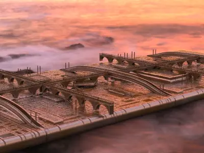 City Bridges walkway ground plane Sci-Fi 3D model