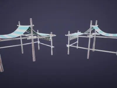 Stylized Medium Market Stall Low-poly 3D model