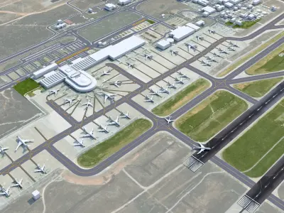 Antalya Airport 15km Low-poly 3D model
