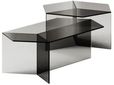 Glass Isom Oblong and Square Coffee Tables by Sebastian Scherer 3D model