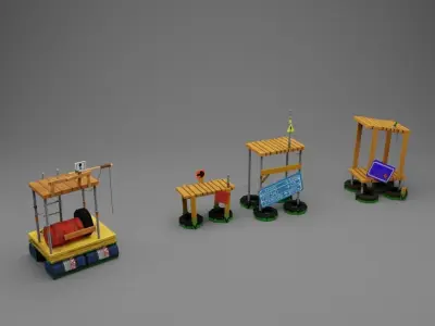 Water floating platforms Low-poly 3D model