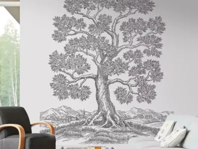 Grand Heritage Tree Mural Texture