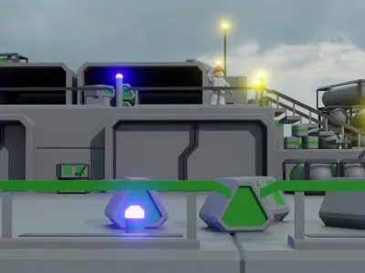 Sci-fi Cargo and Character Low-poly 3D model Low-poly 3D model