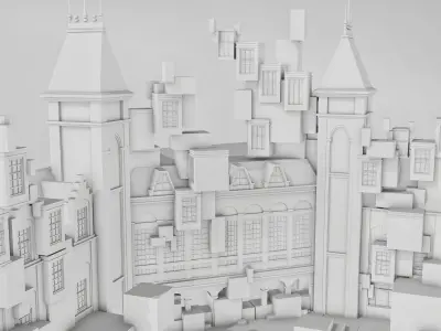 CITY - WHITE ENVIRONMEMT AND THE DOM TOWER Low-poly 3D model