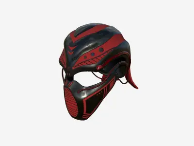 SciFi Ninja Mask A04 Red - Character Design Fashion Low-poly 3D model