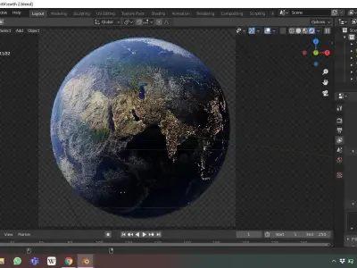 Earth computer screen showing 3D model