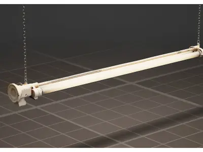 Vintage Factory Fluorescent Ceiling Lamp 3D model
