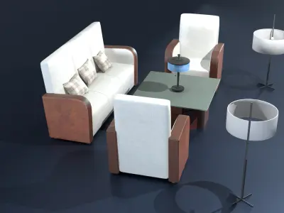Modern Sofa Set 3D Model 3D model